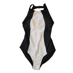 VENUS brand womens 1 pc SWIM SWIMMING SUIT black white size 12 beach pool NICE